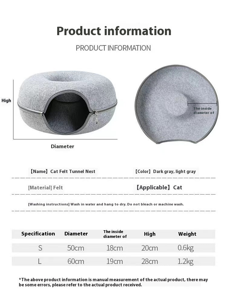 Discover the Comfort of Our Round Pet Bed with Tunnel